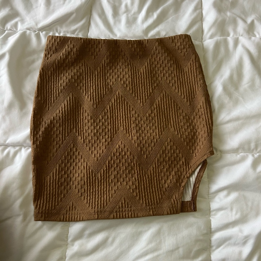 Shein sweater material mini skirt with slit